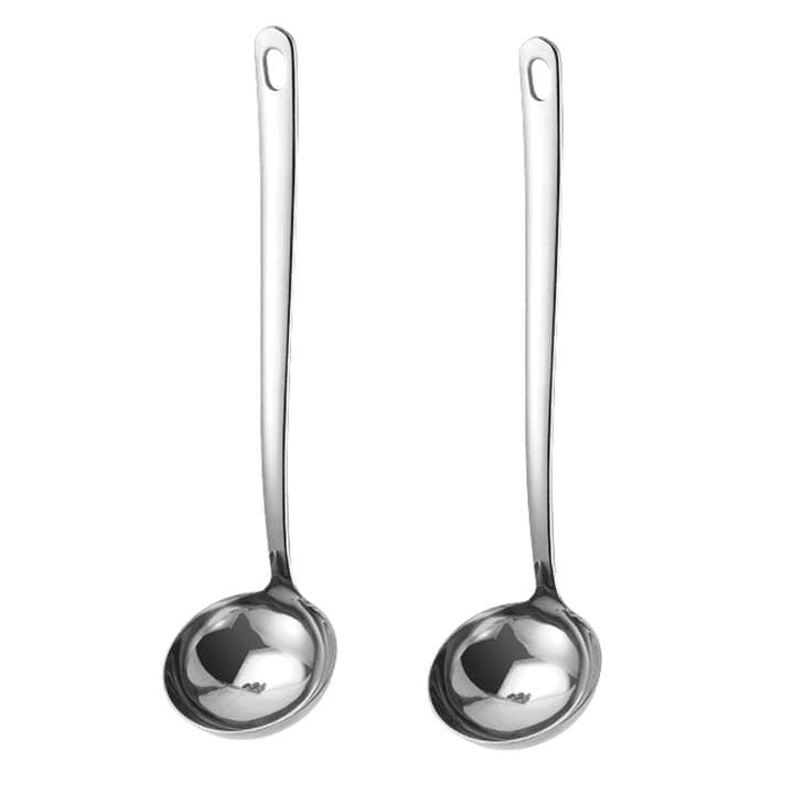 MBBITL Large Soup Ladle 2 Pack 304 Stainless Steel Spoon Kitchen Serving Sauce Server - Silver