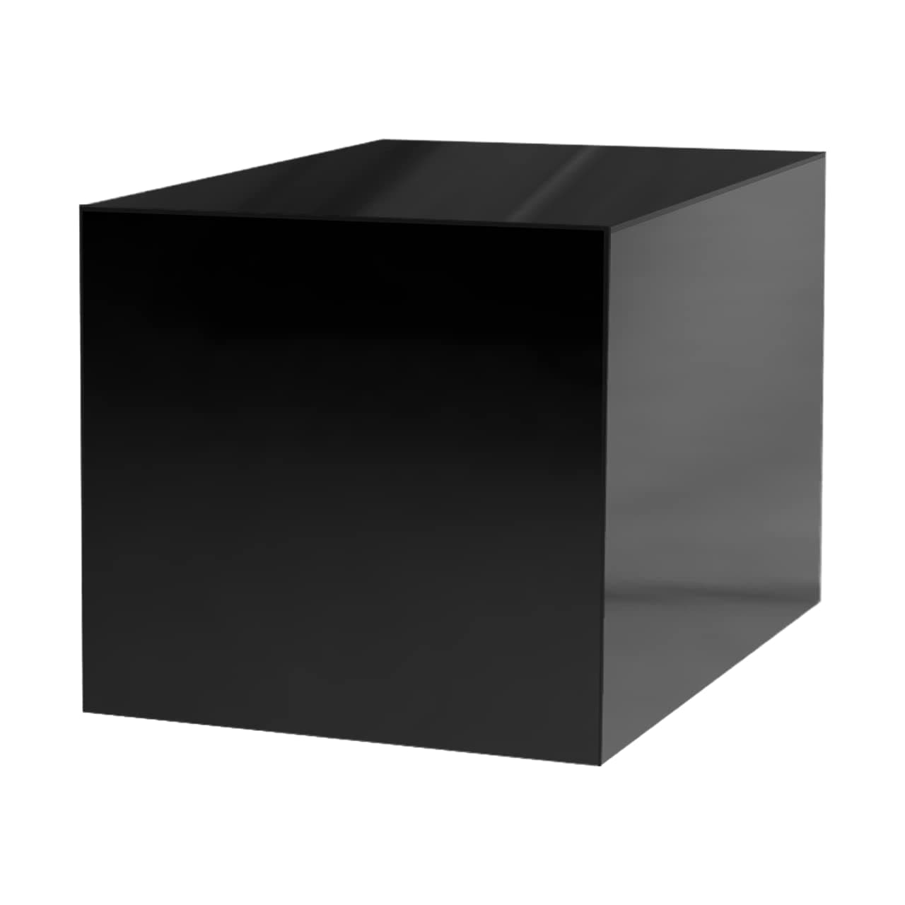 Marketing Holders 12" Acrylic Display Riser with One Open Side No Lid Versatile Glossy Black Square Lucite Retail Product Platform or Merchandise Storage Bin