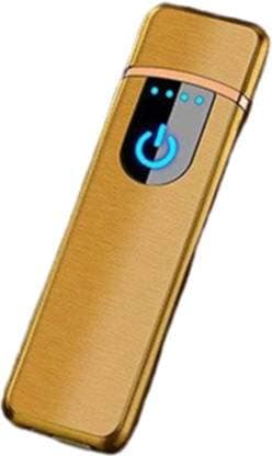 GlasszoneGlasszone Portable Pocket Mini Slim Electronic Touch Sensor Metal Lighter USB Rechargeable Windproof Flameless Lighter for Smoking Cap Straight Touch Lighter (Gold)