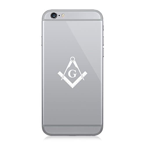 RDW Pair of Freemasonry Emblem Cell Phone Stickers Mobile Freemason Masonic - White