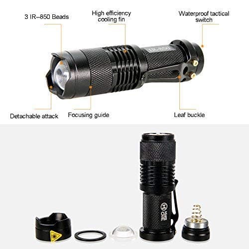 Maketheone IR Flashlight 3 Watt 850 NM Infrared Light Night Vision Torch - Infrared Light Invisible to Human Eyes - Use with Night Vision Devices