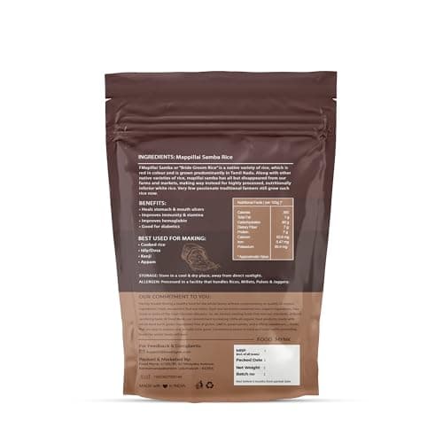 Food Mynk Mappillai Samba Rice (3Kg) | Organic Red rice | Mapla Samba Rice | Hand Pounded Rice | Bridegroom Rice | Red Chawal (3Kg)