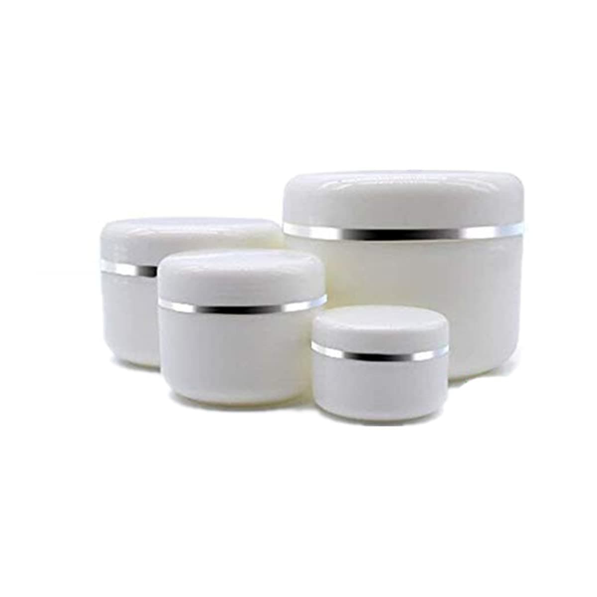 Empty White Silver Edge Portable Refillable Plastic Cosmetic Makeup Face Cream Jar Sample Container Bottle Pot (250ml 100ml 50ml 20ml )