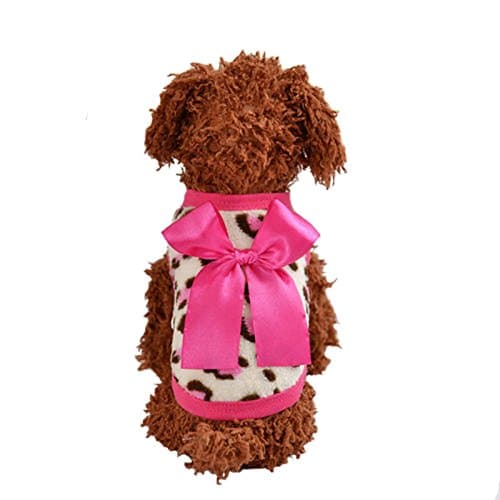 Mycandy XXXS Teacup Chihuahua Dog Clothing Sweater Small Puppy Shirt Soft Pet Cat Leopard Bowknot Vest