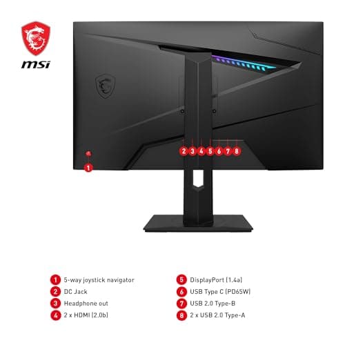 MAG 274QRF QD E2 27 Inch WQHD Gaming Monitor - 2560 x 1440 Rapid IPS Quantum Dot Panel, 180 Hz / 1ms, 120% sRGB Colour Gamut, DisplayHDR 400 - DP 1.4a, HDMI 2.0b, USB Type-C