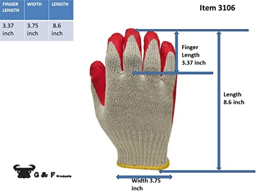 G & F 3106-10 Large Latex Dipped Nitrile Coated String Knit Palm Work Gloves - Red (10 Pair)