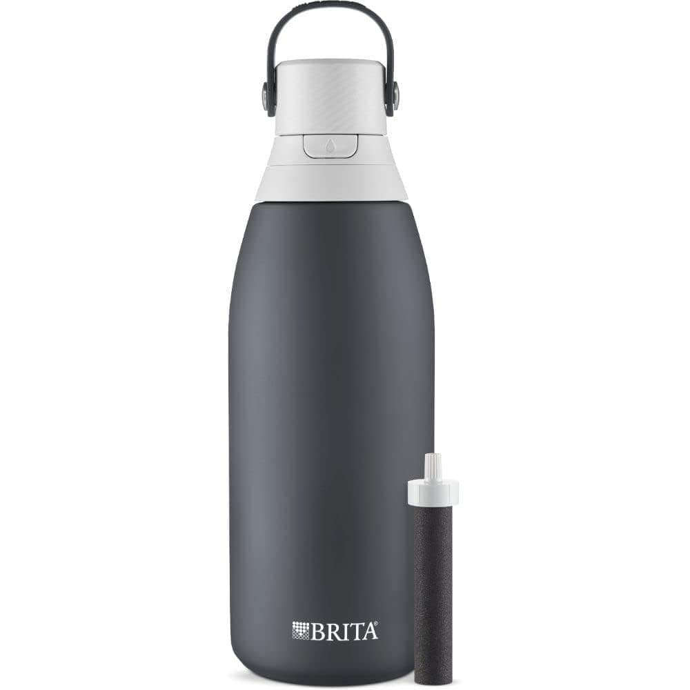 Brita Stainless Steel Water Filter Bottle, 32 oz, Carbon