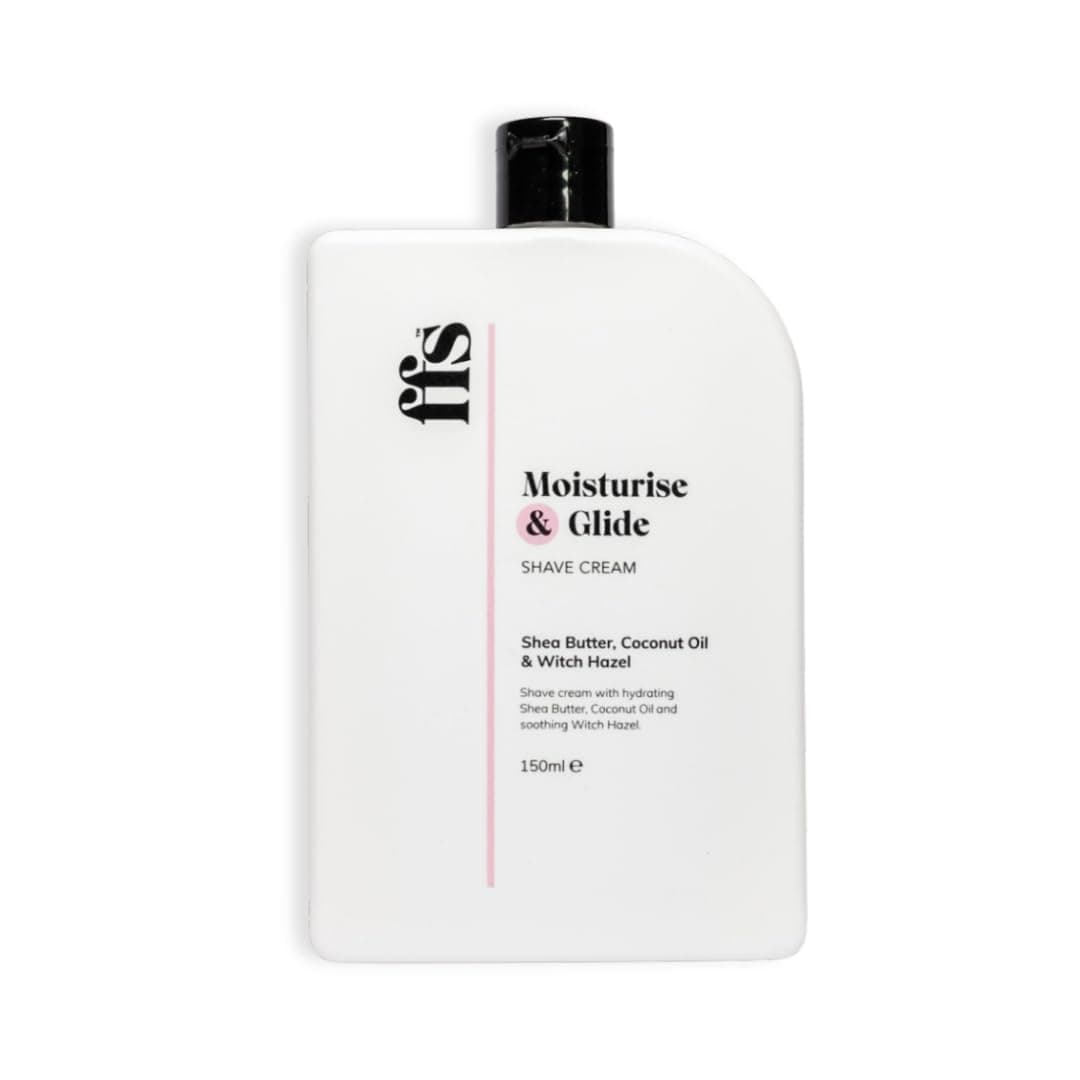 150ml Moisturise & Glide Natural Shaving Cream for Women w/Shea Butter, Coconut Oil, & Witch Hazel - Paraben & Cruelty-Free FFS Beauty Shave Cream for Sensitive Skin - Perfect for Home or Travel