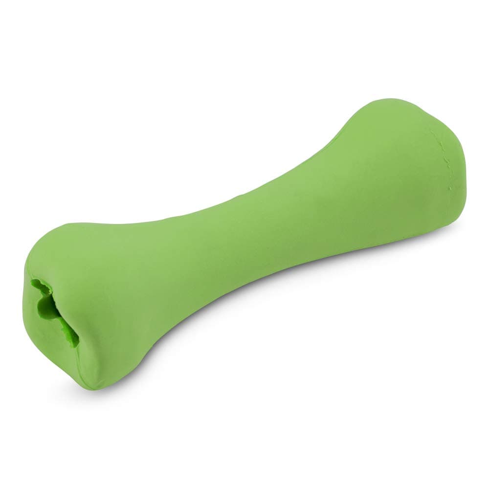 BecoPets Bone - Natural Rubber Hollow Chew Toy for Dogs - S - Green,Small