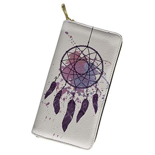 Bohemian Style Indian Hippie Women Ladies Long Clutch Wallets Card Cellphone Holder Zipper PU Leather, Dream Cather Pattern
