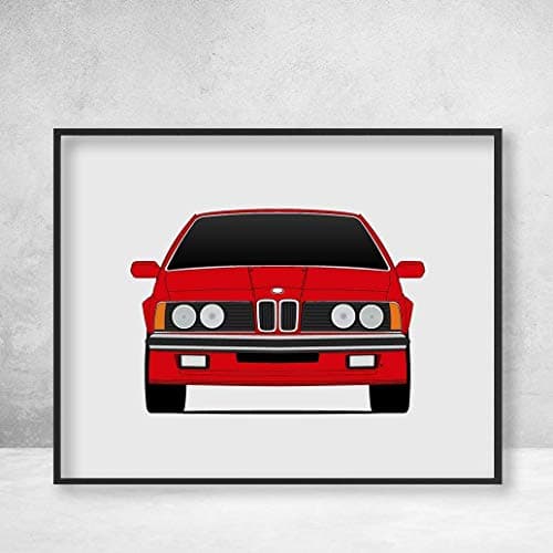 BMW M6 E24 M635CSI (1983-1989) Inspired Poster Print Wall Art Decor Handmade M Power BMW 6 Series (Unframed)
