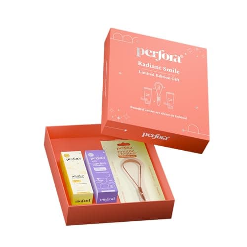 Perfora Radiant Smile Limited Edition Gift Box With Awake & Unwind Toothpaste - 100 Gms & Copper Tongue Cleaner |Anticavity,Brightening,Plaque Removal|Oral Dental Care Kit For Adult & Kids | Set Of 2