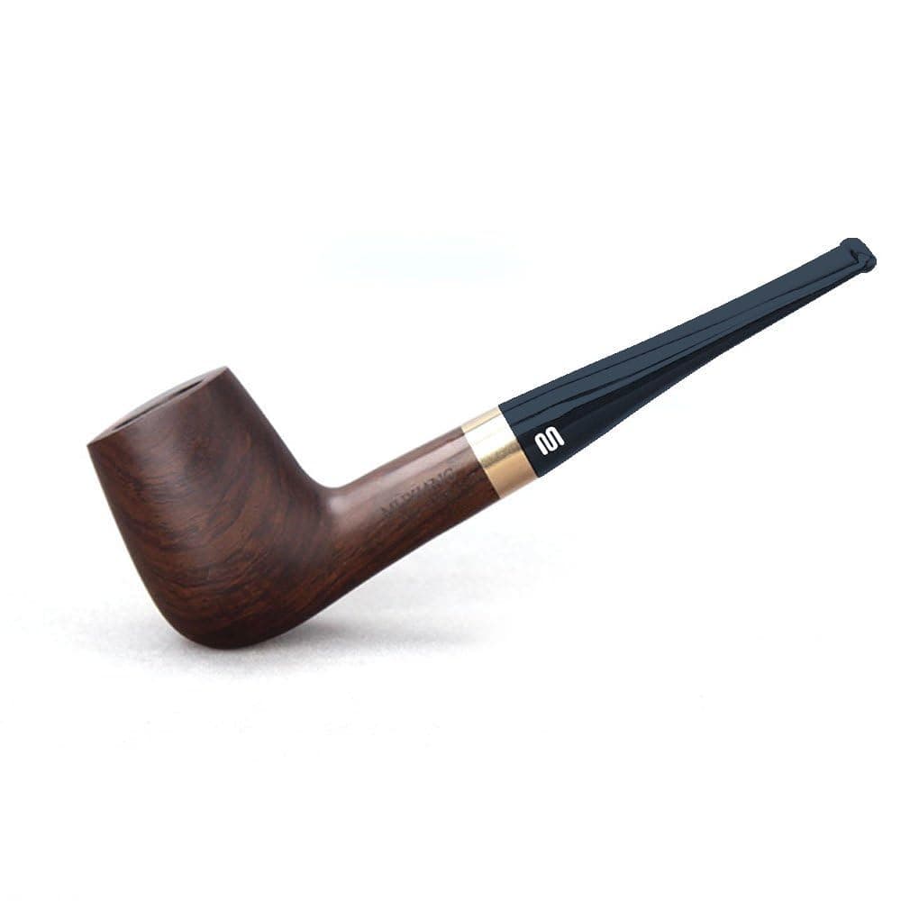 MUXIANG Ebony Wooden Pipe - Straight Tobacco Pipe with 9mm Filter and 10 Pipe Cleaning Tools