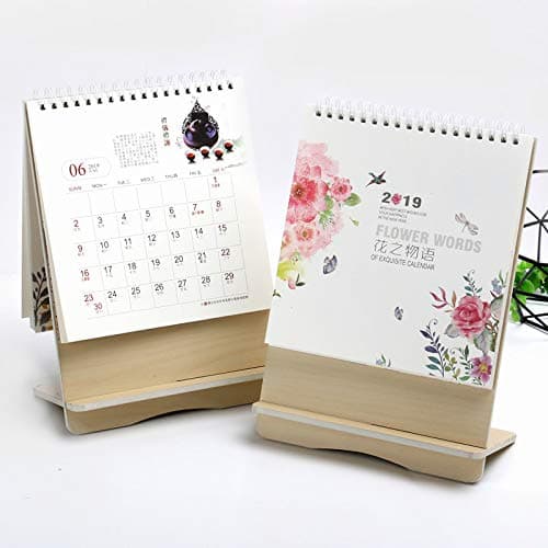 2019 Desktop Calendar Floral Pattern Planning Calendar Tabletop Calendar