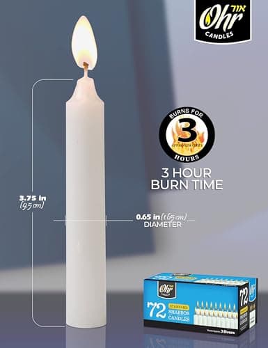 Shabbat Candles - Traditional Shabbos Candles - 3 Hr. - 72 Count - by Ohr