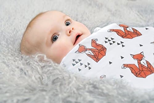NadaKnot Soft Eco-Friendly Bamboo and Muslin Cotton Swaddle Blanket with Mittens, Fox