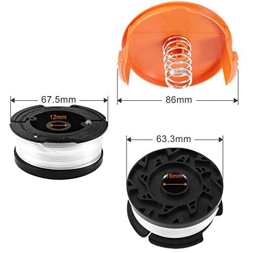 Strimmer Spool for Black and Decker, 6 Pieces Strimmer Line, Length 30 ft, Diameter 0.065 in with Spool Cover and Spring