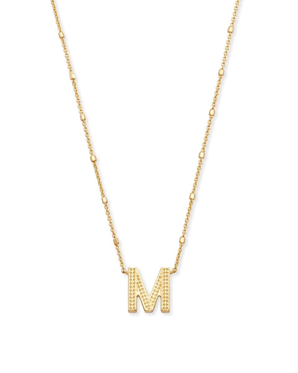 Kendra Scott Letters A-Z Pendant Necklace for Women, Fashion Jewelry, 14k Gold-Plated Brass