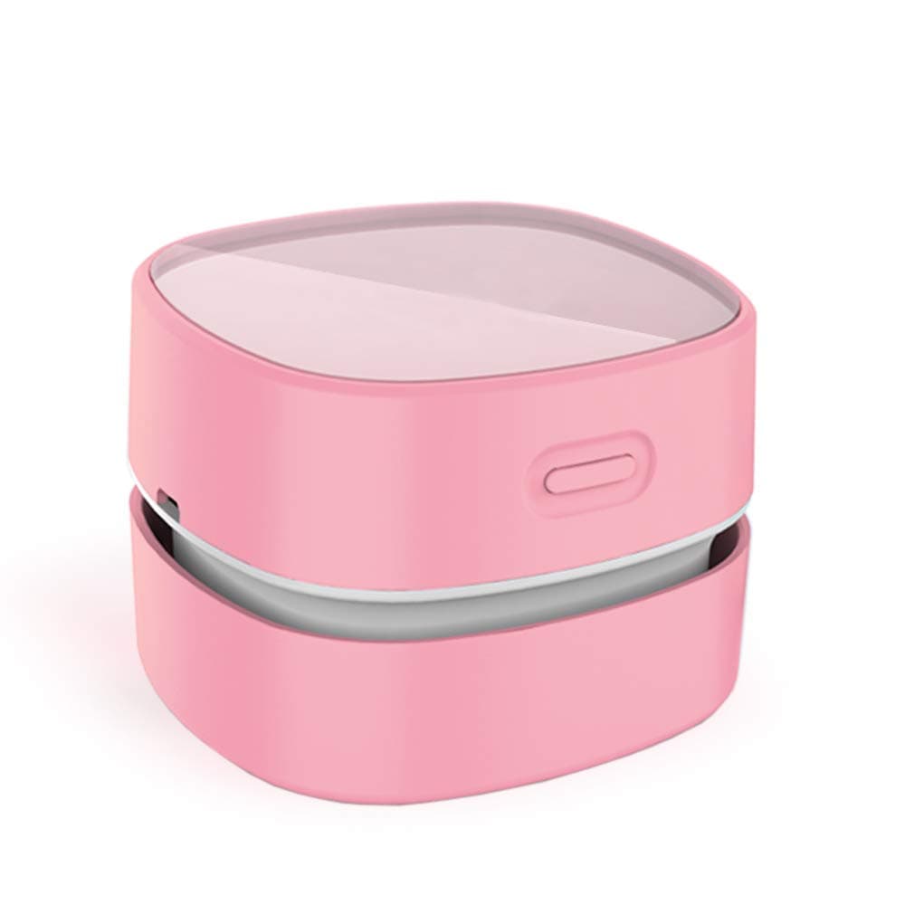 Desktop Vacuum Cleaner,Mini Table dust Sweeper Energy Saving, Cleaning Hairs,Crumbs,Computer Keyboard (Pink Charging)