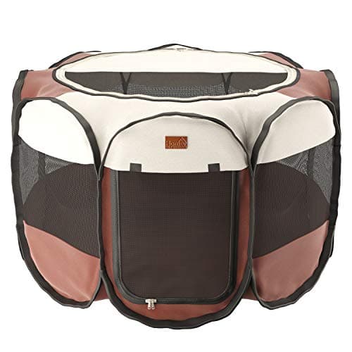Home Intuition Portable Foldable Pet Playpen Kennel for Dogs and Cats with Removeable Sun Shade