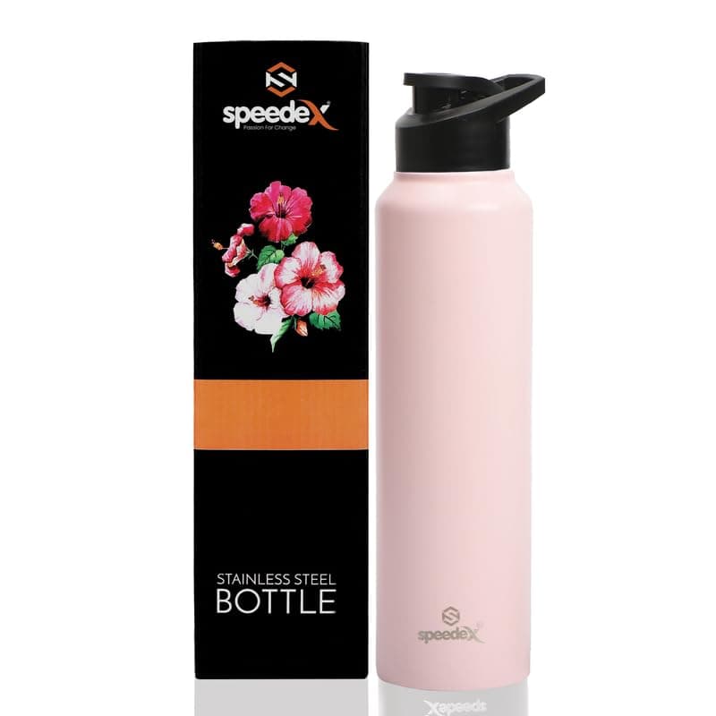 1 Litre Stainless Steel Water Bottle - Pastel Pink | Set of 1, Sipper Cap | 1000 ml Bottle for Kids, Girls, Boys, School, Adults, Office, Gym