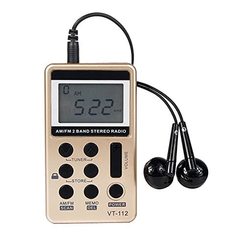 SR-8 AM FM Pocket Radio,Portable Digital Tuning AM/FM Stereo Radio for Walking/Exercise/Running(Gold)