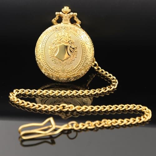 SwitchMe Classic Quartz Pocket Watch for Men,Roman Numeral Dial Non-Mechanical Movement Pocket Watch with Chain