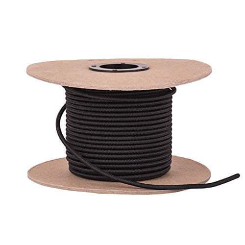 Elastic Bungee Cord. 3/16†and 1/4." 50 and 100 Foot Spools. Weather and Abrasion Resistant. Used for Tie Downs, Crafting, DIY Projects. Black Shock Cord. Made in The USA