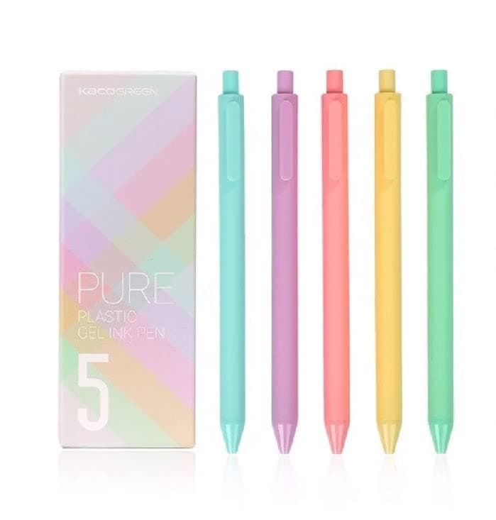 Kaco Retractable Pure Gel Ink Pens 0.5mm Extra Fine Point 5-Pack Elegance Morandi series Multi Color Ink