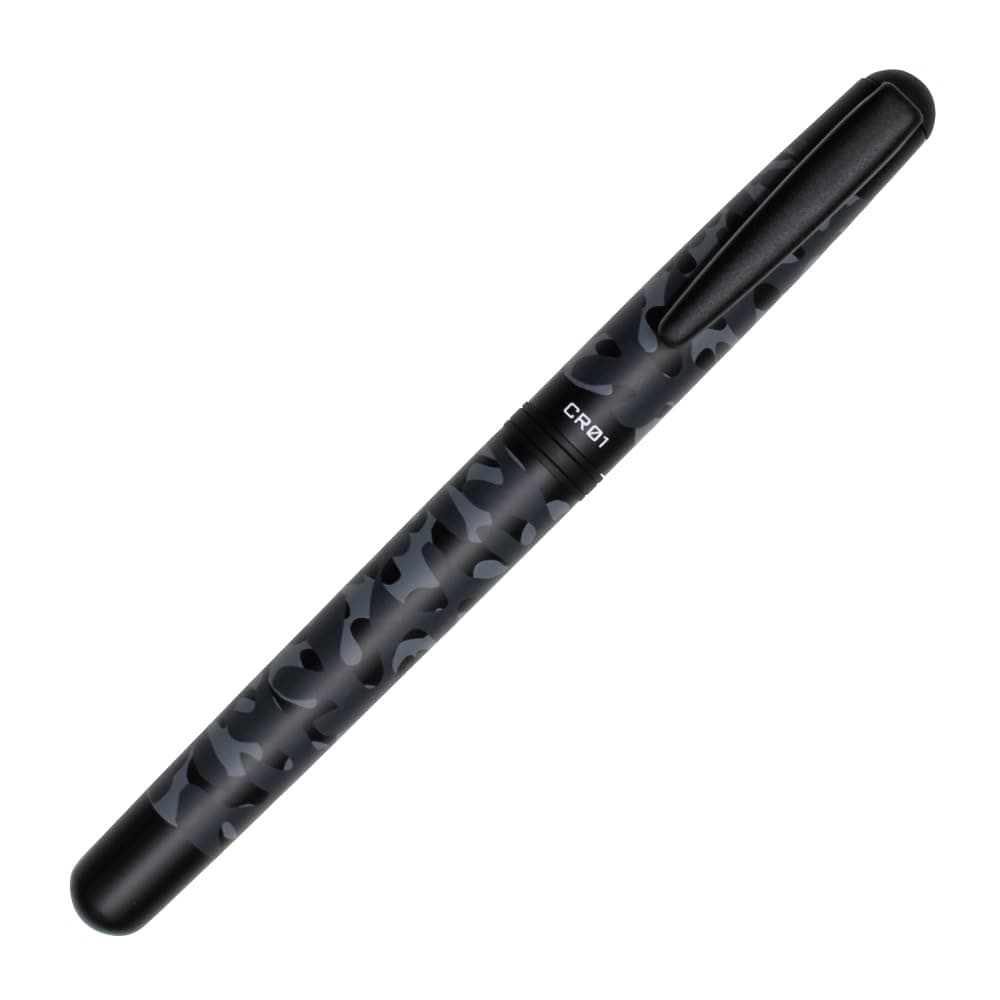 OHTO CR01 Ceramic Rollerball Pen, 0.5mm Fine Point, Thick Aluminum Barrel with Brass Components, Camouflage Black, Refillable Water-Based Black Ink, CR01-05-CBK