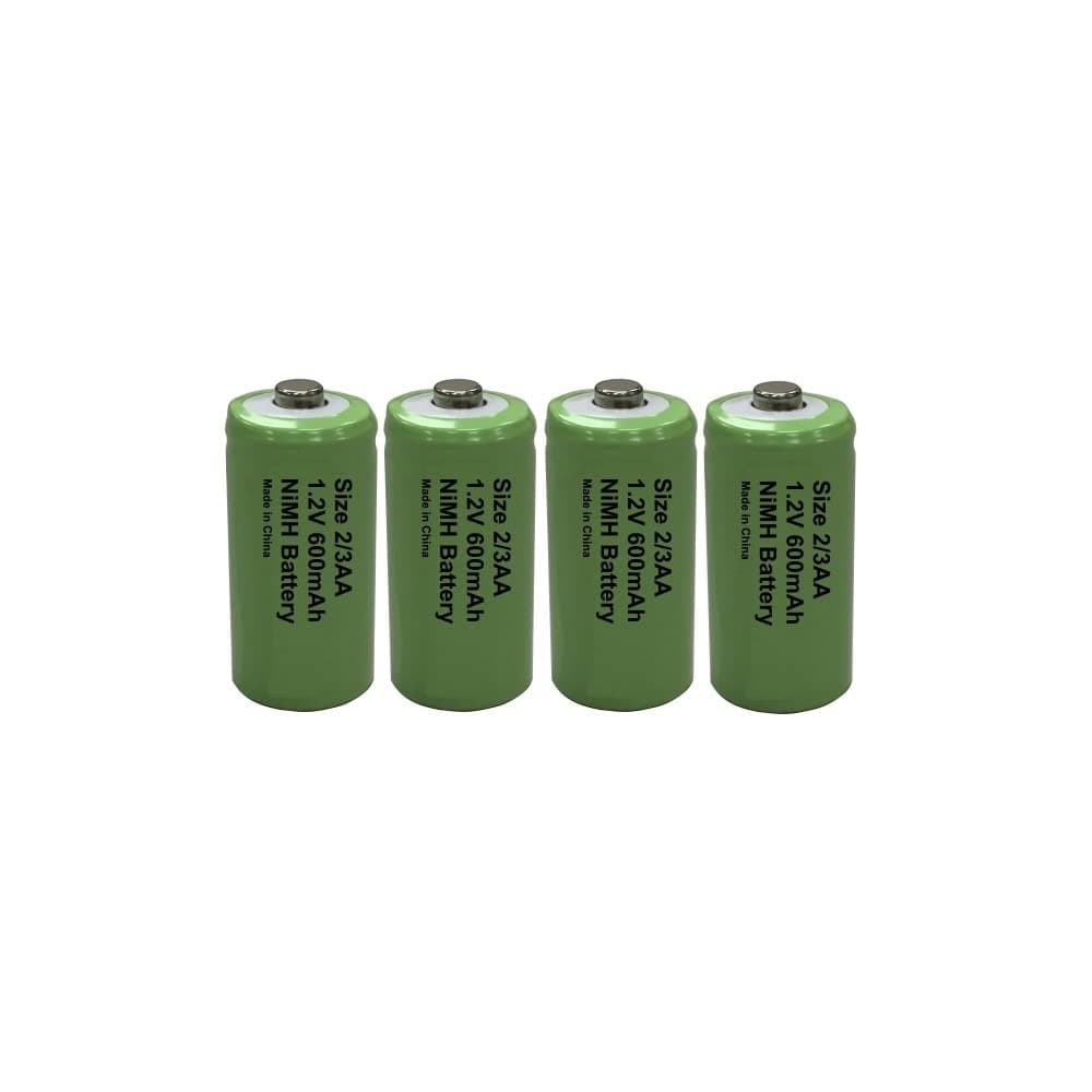 4 x Buyabattery 2/3AA 2/3-AA 2/3HR6 (Two Thirds AA) Rechargeable Solar Light Batteries 1.2V NiMH Length 30mm Diameter 14.5mm