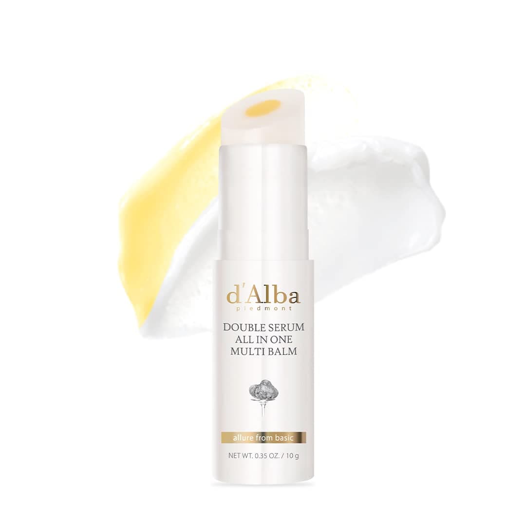 d'alba Piedmont Italian White Truffle Double Serum All-in-one Multi Balm, Vegan Skincare, 3-in-1 Treatment with White Truffles for Moisture and Wrinkle Improvement, Glowy Finish Serum Stick