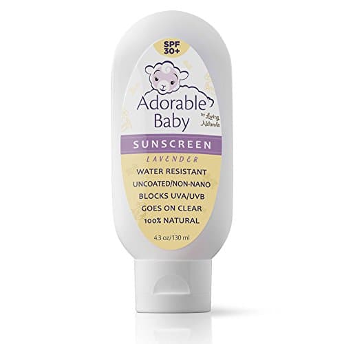 Adorable Baby All Natural Sunscreen with Lavender SPF 30+ Non-Nano Zinc Oxide UVA/UVB 4.3oz By Loving Naturals