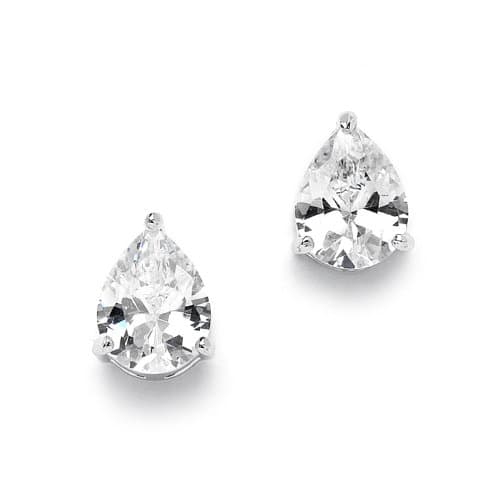 2.00 Ct. Cubic Zirconia Pear Shape Stud Earrings for Weddings, Bridesmaids, or Prom