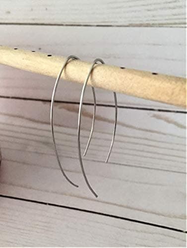 Silver Stainless Steel Wire Open Hoop Earrings