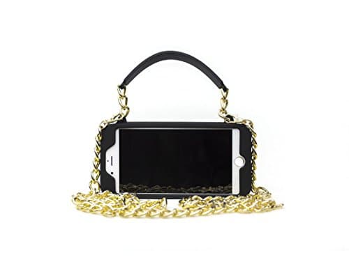 New iPhone 7 Plus Case Purse Case fits 5.5 inch iPhone pursecase Smartphone Case Wristlet Clutch and Crossbody Chain Wallet Purse Case Bundle as seen on Shark Tank Cute iPhone 7 Case (Black & Gold)