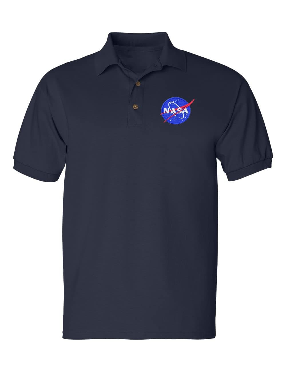 Men's Polo T Shirt NASA Embroidered Space Tee