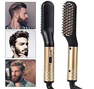 Electric Beard&Hair Straightener For Men,Aveloki Curling Hair Styler Straightening Straightener Heat Brush With Side Hair Detangling For Curler,Perfect For Home Travel