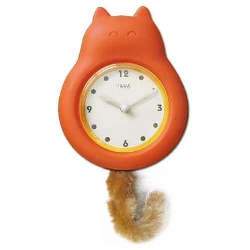 Long Ford Tail Pendulum Clock Swing Swing of the Pendulum Orange Cat design Clock Wall Clock