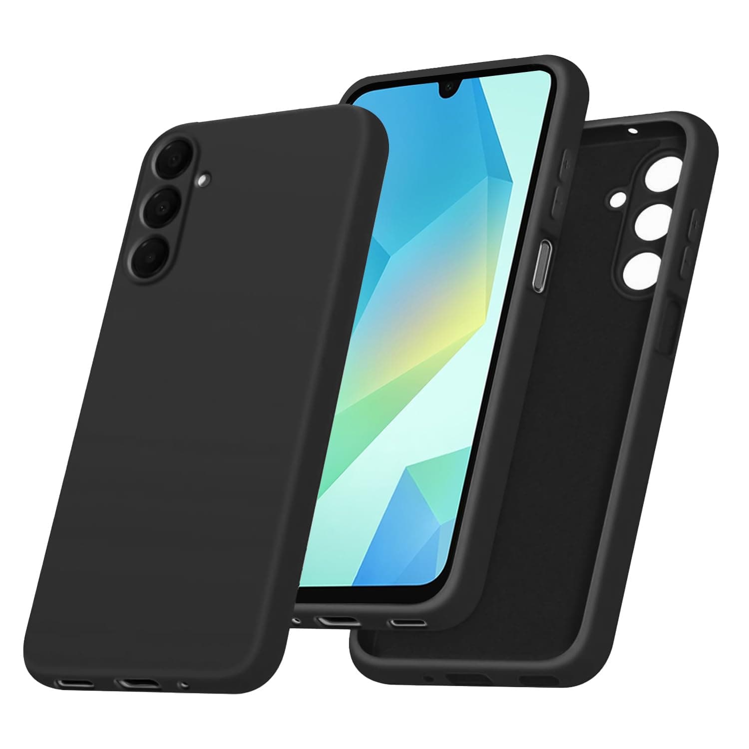 T Tersely Liquid Silicone Case for Samsung Galaxy A16, Suitable for Wireless Charger Shockproof & Scratch Soft Case Cover with Liquid Silicone Rubber Skin, Black