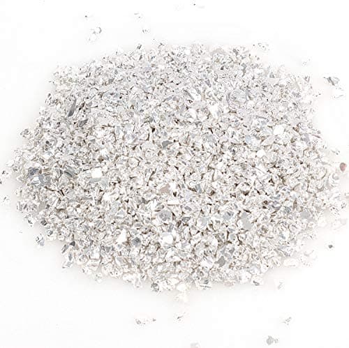 Alan Stone High Luster Reflective Fire Glass Gravel,Fire Gems,Fire Drops,Fire Glass Pebbles Stones Beads Chips for Fire Pit Fish Tank Aquarium Garden,3-6mm 305g/0.67lb (Silver)