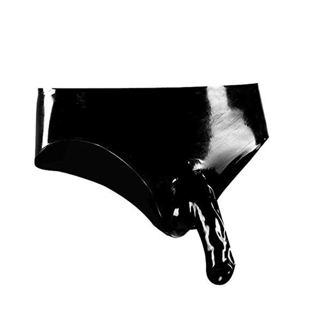 Mens Latex Briefs Underwear Rubber Shorts with Cock and Ball Sheath