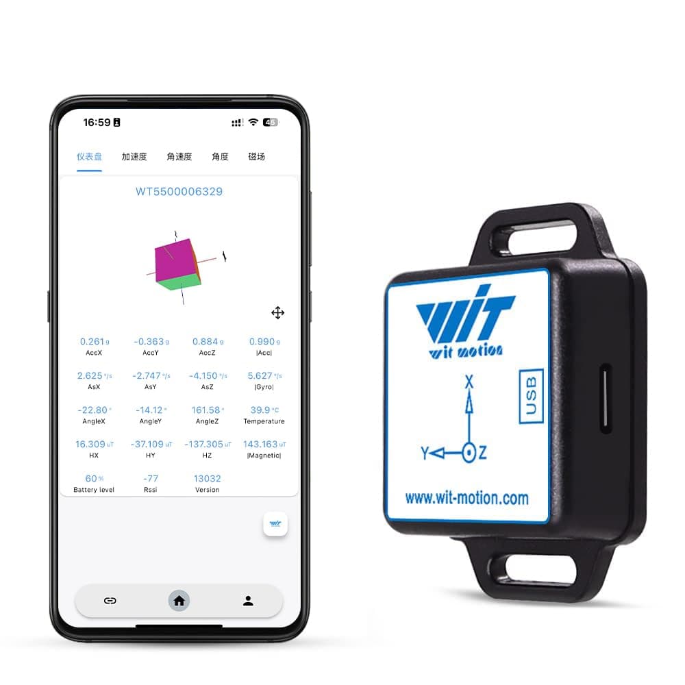 WitMotion WT901WIFI Gen 3rd. AHRS MPU9250 9-axis Accelerometer, 3-axis Angular Velocity+Acceleration+Angle+Magnet Field (UDP + TCP Mode, WiFi Connection, Compatible with PC and Android)