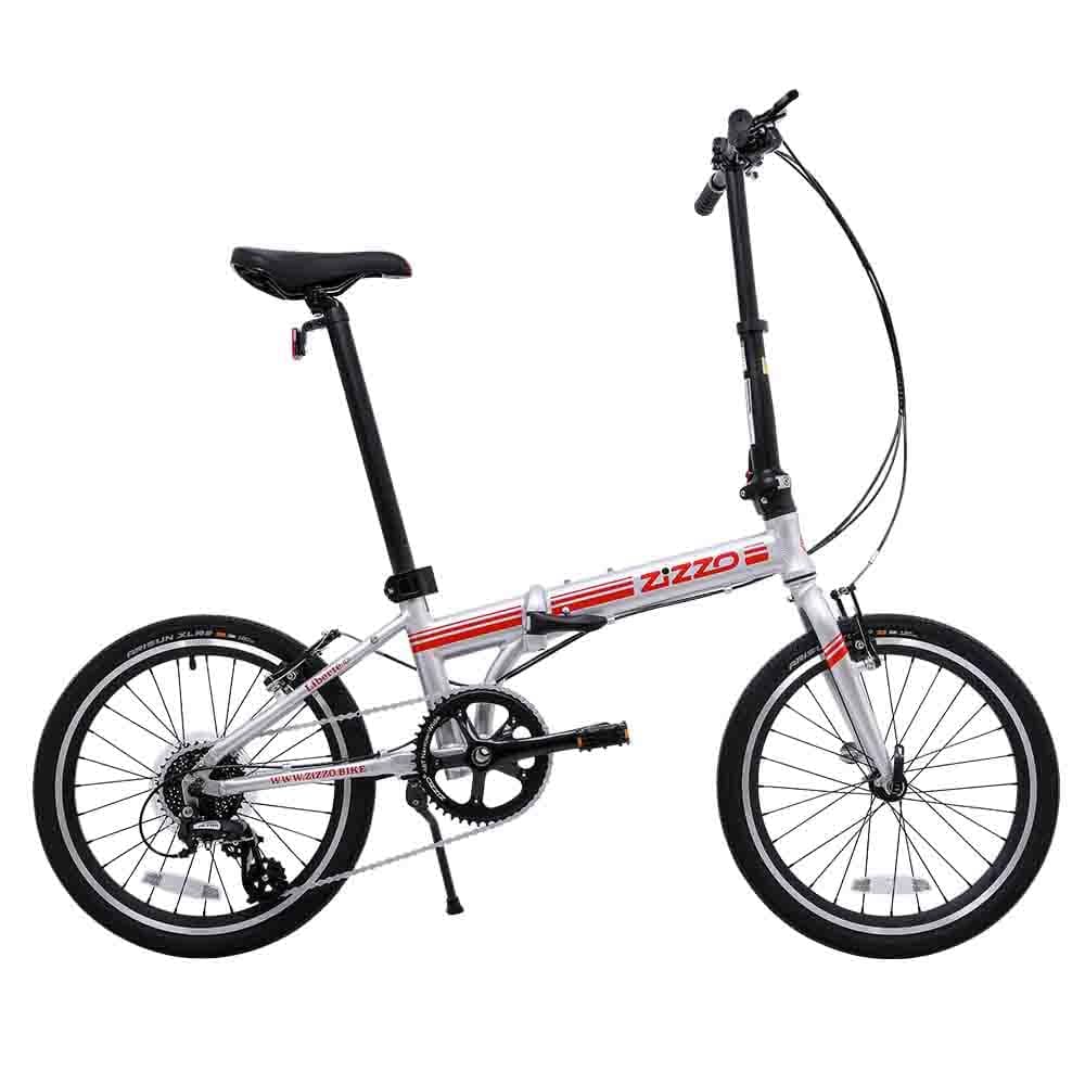 ZiZZO Liberte Plus 23 lb Lightweight Aluminum Alloy 20-Inch 8-Speed Folding Bicycle with Quick Release Wheels