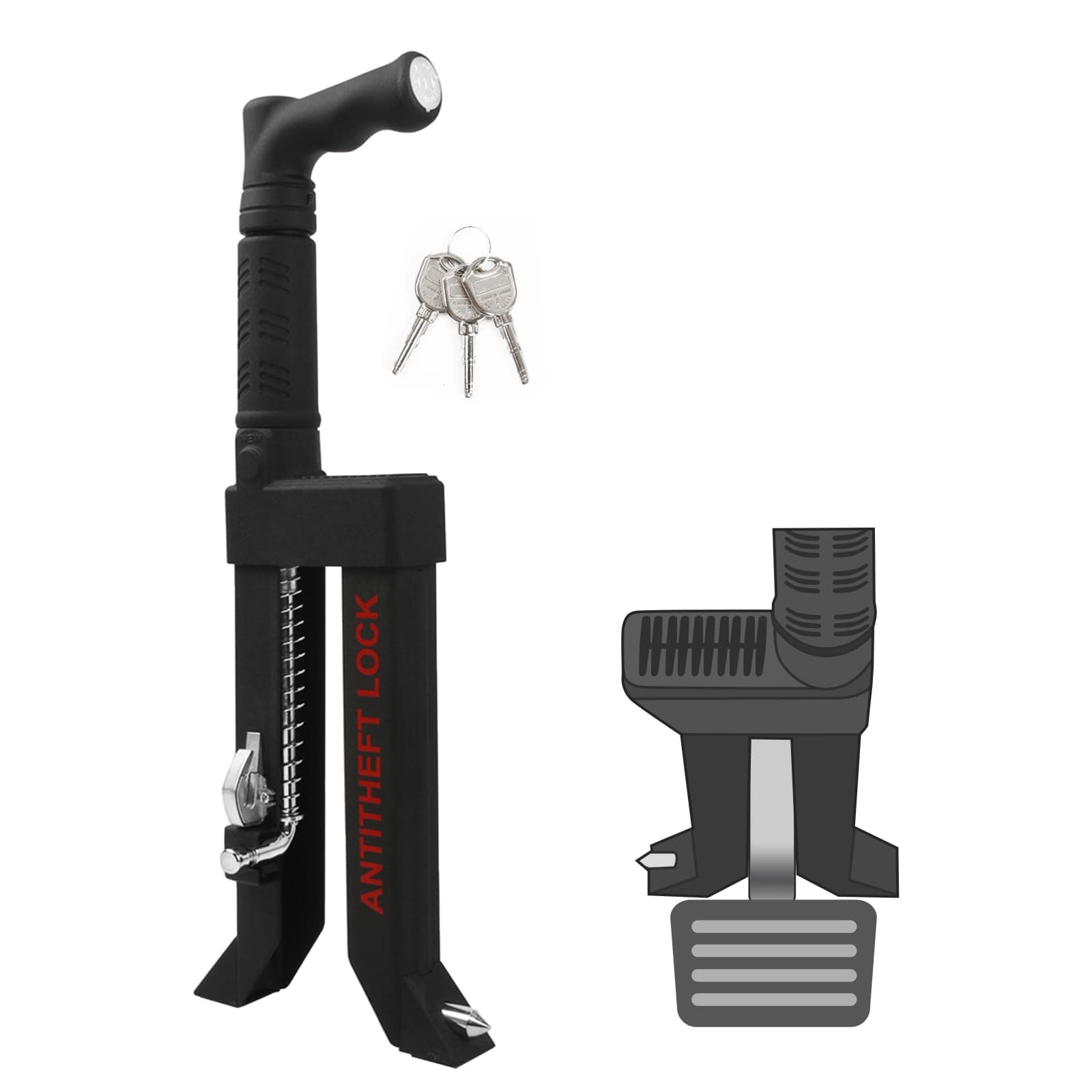 Brake Pedal Lock, Anti Theft Car Device, Multifunctional Car Lock Heavy Duty Vehicle Brake Clutch Locks for SUV, Auto, Van (16-35mm Pedal Stem Width)