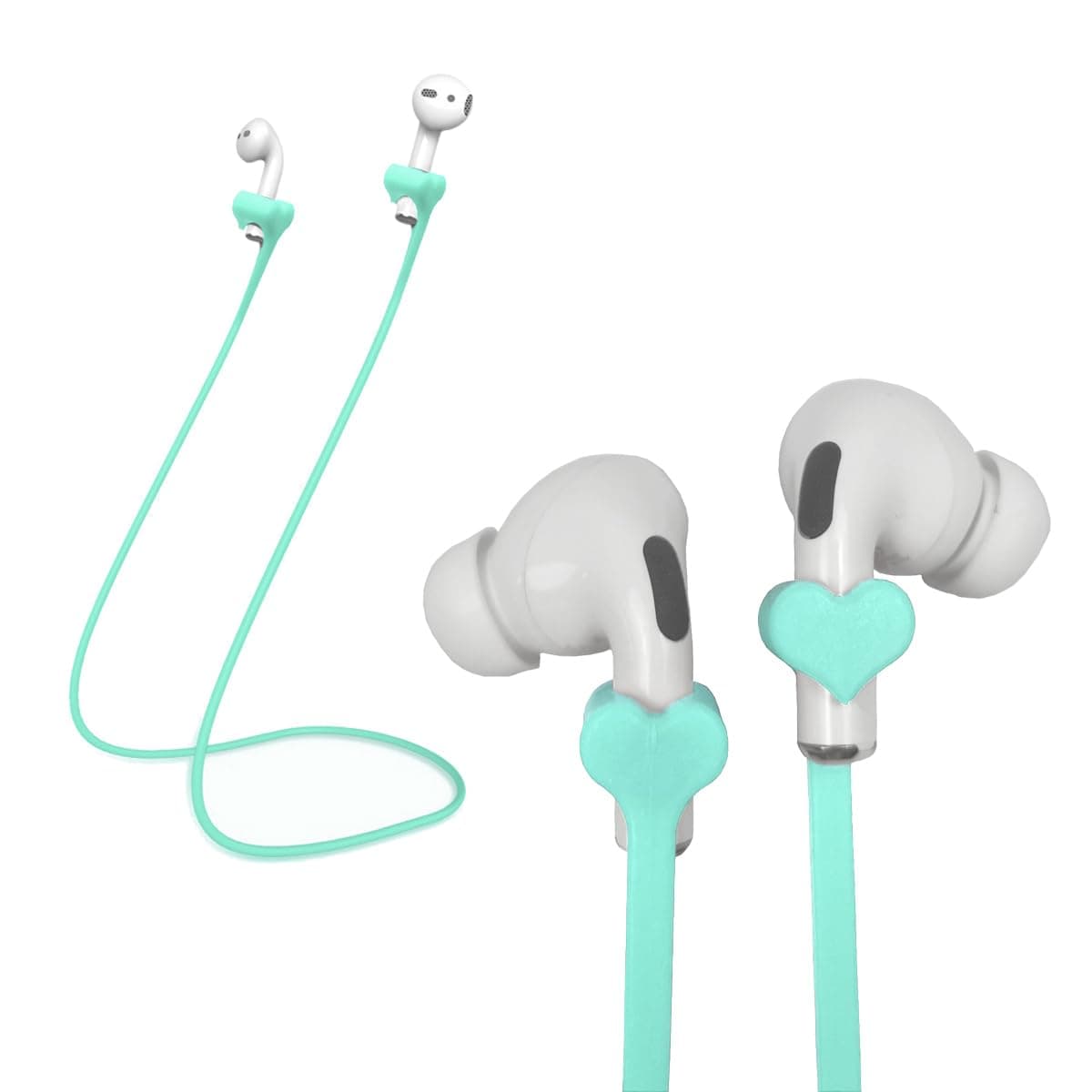 Magnetic Anti-Lost Straps for AirPods, 2 Pcs Soft Silicone Sports Lanyard Compatible with AirPods 4 and Pro,Pro2, AirPods 1/2, Bose JBL Beats. (Mintgreen)