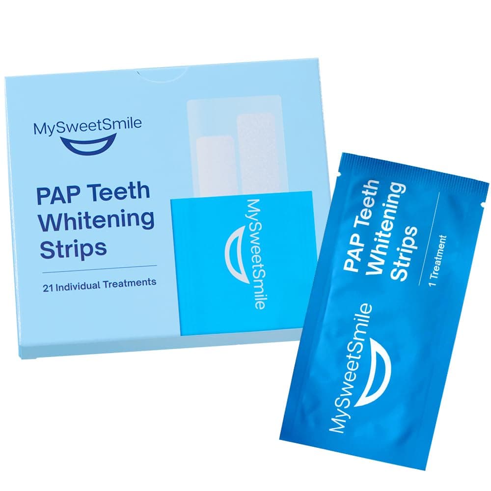 MySweetSmile Dentist-Approved Teeth Whitening Strips – IndyBest Winners 2023 & 2024 – Whiter Teeth in 7 Days – 21 Treatments – Reverses Years of Yellowing – Non-Slip & Sensitivity-Free – Pap Formula