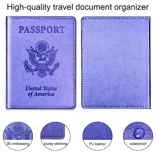Herain Passport Holder, Passport Cover, Passport Wallet, for Family Women Men, Passport Case, Passport Book Protector, Passport and Vaccine Card Holder Combo, Travel Essentials
