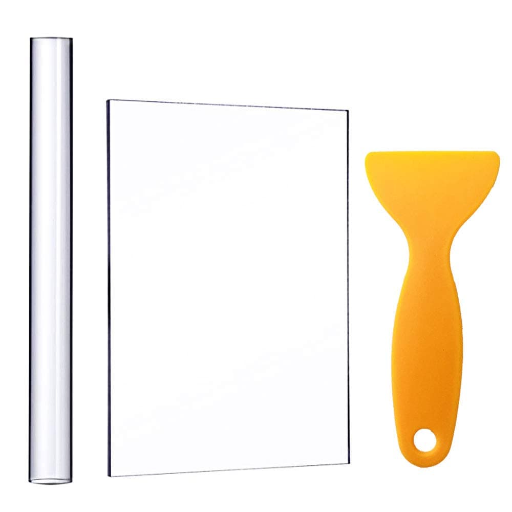 Acrylic Clay Roller with Sheet Backing Board, Assisted Shovel, Rubber Tools/Moulds, Ultra-Light Hand-Made DIY Tools