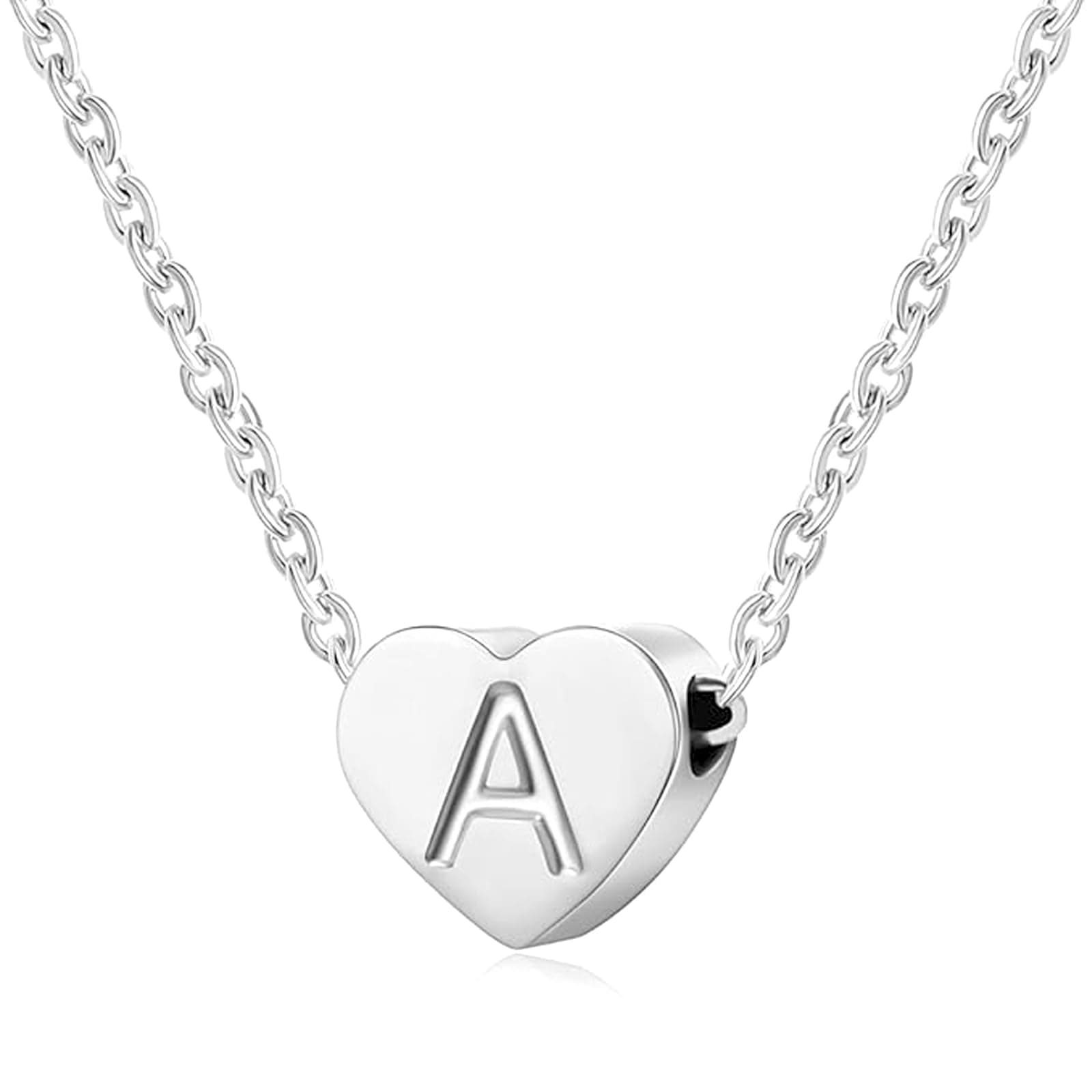 Silver Necklaces for Women Heart Initial Letter A-Z Pendant Necklace Personalized Tiny Capital Alphabet Choker Chain Birthday Jewellery Gifts for Girls Girlfriend Wife Lady